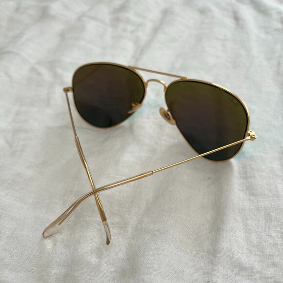 RayBan Blue Green Aviator Flash Mirror Lenses Sunglasses - Picture 5 of 7